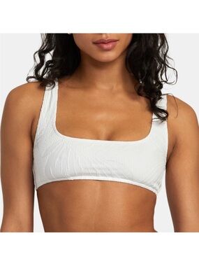 NWOT White Ribbed Scoop Neck Bikini Top